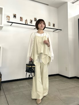 「LARUTA（ラルータ）の【LARUTA】ドルマンヘムレースニットカーディガン（カーディガン/ボレロ、ホワイト系）」を使った、LARUTAさん（レディース・163cm）の夏コーディネート