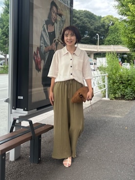 「LARUTA（ラルータ）の【LARUTA】カップ付きレーヨンポンチキャミ（キャミソール、ホワイト系）」を使った、LARUTAさん（レディース・163cm）の夏コーディネート