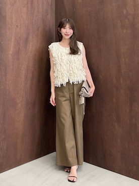 「LARUTA（ラルータ）の【LARUTA】トライアングルバッグ（ショルダーバッグ、ベージュ系）」を使った、LARUTAさん（レディース・163cm）の夏コーディネート