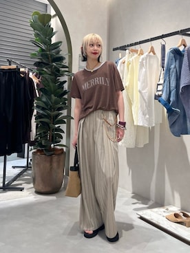「LARUTA（ラルータ）の【LARUTA】タックワイドパンツ（スラックス、その他）」を使った、LARUTAさん（レディース・163cm）の夏コーディネート