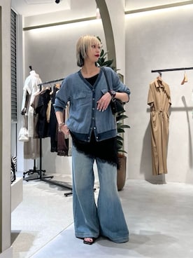 「LARUTA（ラルータ）の【LARUTA】トライアングルバッグ（ショルダーバッグ、ブラック系）」を使った、LARUTAさん（レディース・163cm）の夏コーディネート
