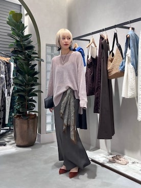 「LARUTA（ラルータ）の【LARUTA】シャンブレースカート（スカート、ブラック系）」を使った、LARUTAさん（レディース・163cm）の夏コーディネート