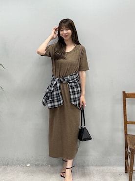 「LARUTA（ラルータ）の【LARUTA】トライアングルバッグ（ショルダーバッグ、ブラック系）」を使った、LARUTAさん（レディース・163cm）の夏コーディネート