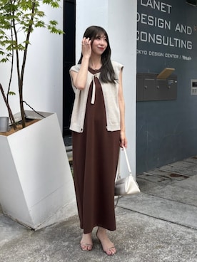「LARUTA（ラルータ）の【LARUTA】トライアングルバッグ（ショルダーバッグ、ホワイト系）」を使った、LARUTAさん（レディース・163cm）の夏コーディネート