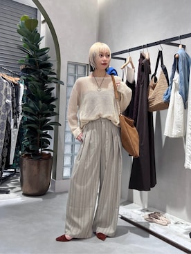 「LARUTA（ラルータ）の【LARUTA】2WAYアソートバッグ（ショルダーバッグ、イエロー系）」を使った、LARUTAさん（レディース・163cm）の夏コーディネート