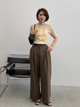 「LARUTA（ラルータ）の【LARUTA】トライアングルバッグ（ショルダーバッグ、ブラック系）」を使った、LARUTAさん（レディース・163cm）の夏コーディネート