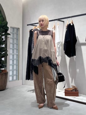 「ノースリーブニット」｜LARUTAさん（レディース・160cm）の夏コーディネート
