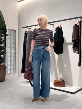 「LARUTA（ラルータ）の【LARUTA】ウエスト調節デニムパンツ（デニムパンツ、ブルー系）」を使った、LARUTAさん（レディース・163cm）の夏コーディネート