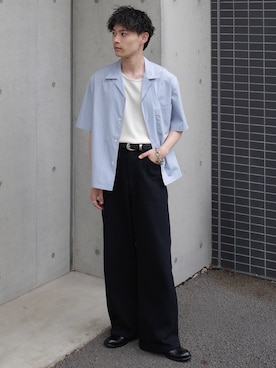 「WYM LIDNM（ウィム バイ リドム）のCOOL DRY LAYERED TANK TOP（タンクトップ、グレー系）」を使った、Hibikiさん（メンズ・165cm）の春コーディネート