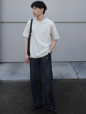 「WYM LIDNM（ウィム バイ リドム）のCOOL DRY DENSE TEE -STANDARD FIT-（Tシャツ/カットソー、グレー系）」を使った、Hibikiさん（メンズ・165cm）の春コーディネート