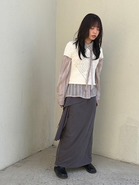 「versoのアイテム（ニット/セーター、ホワイト系）」を使った、gogeongziさん（レディース・155cm）の春コーディネート