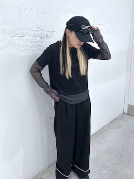 「LEPSIM（レプシィム）のファッションカラーグラス　634404（サングラス、ブラック系）」を使った、KID(キッド)さん（レディース・161cm）の春コーディネート