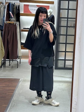 「LEPSIM（レプシィム）のイージークロップドパンツ　639317（その他パンツ、ブラック系）」を使った、KID(キッド)さん（レディース・161cm）の春コーディネート