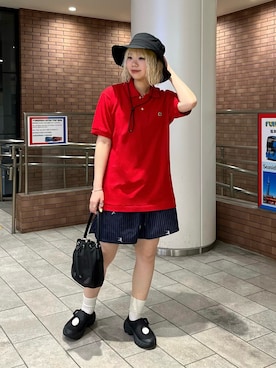 「LACOSTE（ラコステ）のアイテム（帽子）」を使った、natsuさん（レディース・155cm）の春コーディネート
