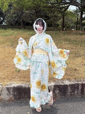 「浴衣女子」｜おんぷさん（レディース・156cm）の夏コーディネート