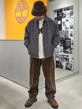 「Timberland（ティンバーランド）のメンズ ウォータープルーフ フィールド ブーツ（防水）（ブーツ、ブラウン系）」を使った、Toさん（メンズ・175cm）の秋コーディネート