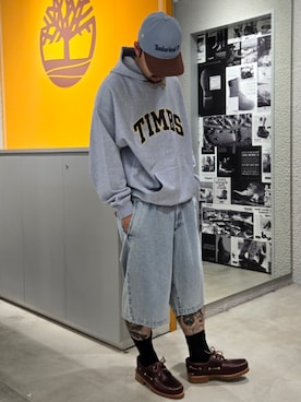 「Timberland（ティンバーランド）の【定番】スリーアイ(3eye) クラシックラグ メンズ（モカシン/デッキシューズ、レッド系）」を使った、Toさん（メンズ・175cm）の夏コーディネート