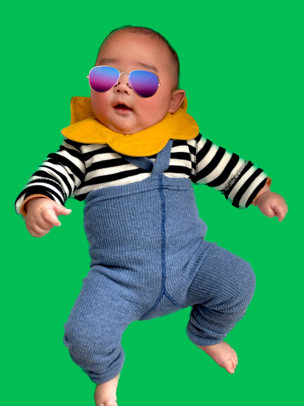 「未来のWEARISTAプロジェクト、男の子、キッズコーデ、むすこーで、0歳4ヶ月」｜「sillysilasのアイテム（その他ベビーウェア、ブルー系）」を使った、yoyo7212さん（キッズ・70cm）の冬コーディネートの1枚目の写真