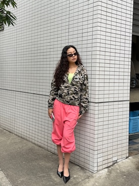 「Oriens JOURNAL STANDARD(オリエンス ジャーナルスタンダード)の《追加》IPU83 Pattern Hoodie(パーカー、ブラウン系)」を使った、yuzukiさん(レディース・160cm)の夏コーディネート