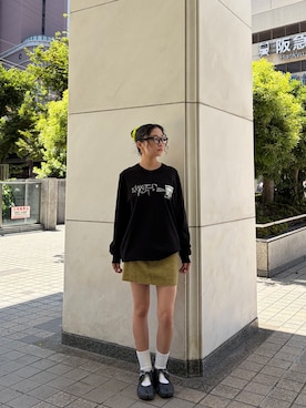 「Oriens JOURNAL STANDARD(オリエンス ジャーナルスタンダード)のベルトミニスカート(スカート、イエロー系)」を使った、yuzukiさん(レディース・160cm)の夏コーディネート