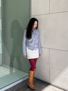 「Oriens JOURNAL STANDARD(オリエンス ジャーナルスタンダード)のサイドシャーリングシャツ(シャツ/ブラウス、グレー系)」を使った、yuzukiさん(レディース・160cm)の春コーディネート