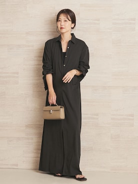 「plage（プラージュ）のNarrow shirt ワンピース（シャツワンピース、ブラック系）」を使った、yoshieさん（レディース・166cm）の夏コーディネート