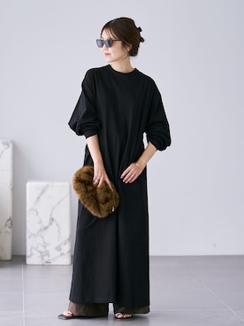 「plage（プラージュ）のLinen Mix Wide パンツ（その他パンツ、ブラウン系）」を使った、yoshieさん（レディース・166cm）の夏コーディネート