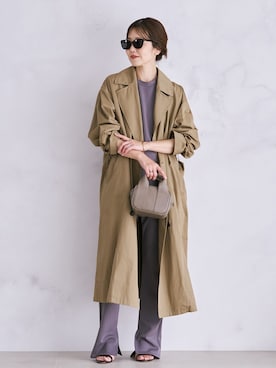 「plage（プラージュ）の《追加》lady trench コート 2（トレンチコート、イエロー系）」を使った、yoshieさん（レディース・166cm）の夏コーディネート