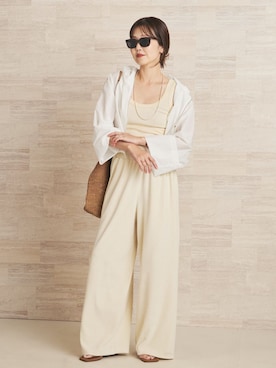 「plage（プラージュ）のR’IAM RIB タンク（タンクトップ、ホワイト系）」を使った、yoshieさん（レディース・166cm）の夏コーディネート