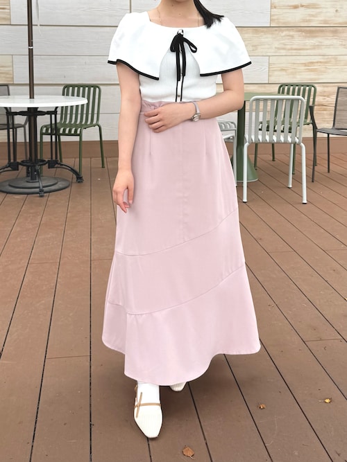 アシンメトリー切替Aラインスカート