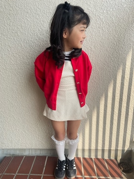 「MAKE YOUR DAY（メイクユアデイ）のアイテム」を使った、mareka2019さん（キッズ・110cm）の春コーディネート