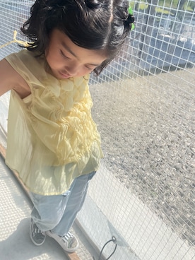 「MAKE YOUR DAY（メイクユアデイ）のアイテム（トップス）」を使った、mareka2019さん（キッズ・110cm）の夏コーディネート