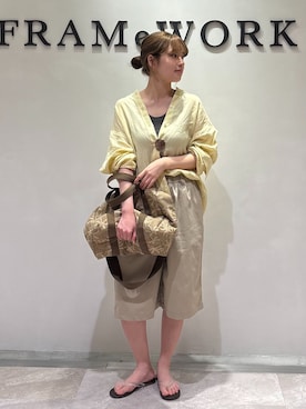 「FRAMeWORK（フレームワーク）のアイテム（シューズ）」を使った、tsugumiさん（レディース・158cm）の夏コーディネート