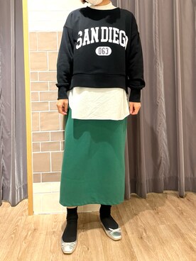 「テチチ(Te chichi)」｜「アイテム（スウェット）」を使った、yoriさん（レディース・155cm）の冬コーディネート