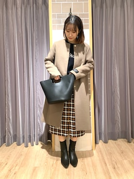 「テチチ(Te chichi)」｜「アイテム（ノーカラーコート）」を使った、yoriさん（レディース・155cm）の秋コーディネート