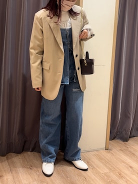 「Te chichi（テチチ）のアイテム（ノーカラージャケット）」を使った、yoriさん（レディース・155cm）の春コーディネート