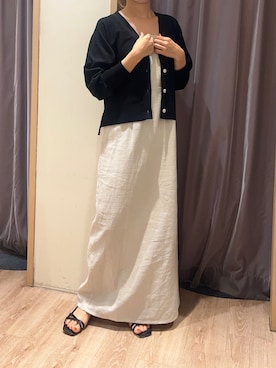 「Te chichi（テチチ）のレーヨンリネンキャミワンピース（ワンピース）」を使った、yoriさん（レディース・155cm）の夏コーディネート