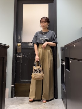 「Lugnoncure（ルノンキュール）のピグメント加工プリントTシャツ（Tシャツ/カットソー）」を使った、yoriさん（レディース・155cm）の春コーディネート