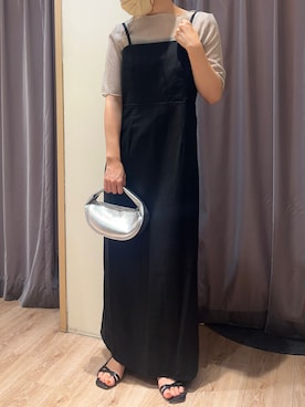 「Te chichi（テチチ）のレーヨンリネンキャミワンピース（ワンピース）」を使った、yoriさん（レディース・155cm）の夏コーディネート