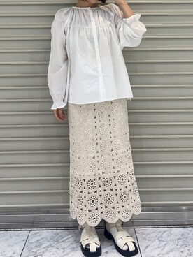 「オフホワイト」｜「アイテム（その他）」を使った、yoriさん（レディース・155cm）の春コーディネート