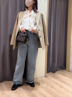 「Te chichi（テチチ）のアイテム（ノーカラージャケット）」を使った、yoriさん（レディース・155cm）の春コーディネート
