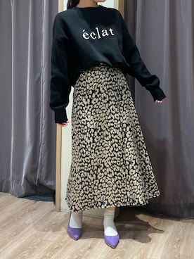 「ロゴニット」｜「アイテム（パンプス）」を使った、yoriさん（レディース・155cm）の冬コーディネート