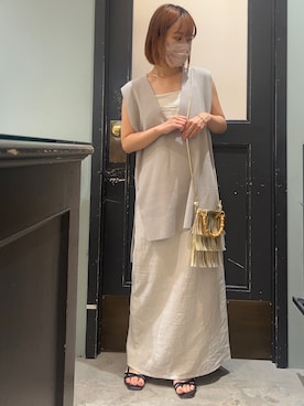 「Te chichi（テチチ）のレーヨンリネンキャミワンピース（ワンピース）」を使った、yoriさん（レディース・155cm）の春コーディネート