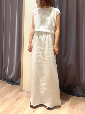 「Te chichi（テチチ）のレーヨンリネンキャミワンピース（ワンピース）」を使った、yoriさん（レディース・155cm）の夏コーディネート