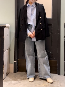「ファッションを楽しもう」｜「アイテム（ノーカラージャケット）」を使った、yoriさん（レディース・155cm）の冬コーディネート