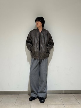 「SENSE OF PLACE by URBAN RESEARCH（センスオブプレイスバイアーバンリサーチ）のジャージメルトンタックワイドパンツ（スラックス）」を使った、taiseiさん（メンズ・175cm）の秋コーディネート
