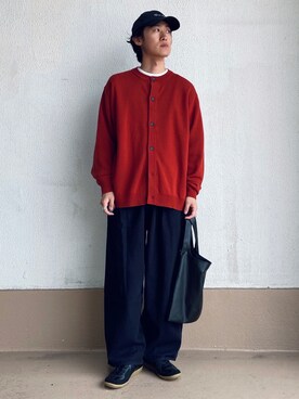 「SENSE OF PLACE by URBAN RESEARCH（センスオブプレイスバイアーバンリサーチ）のフェイクレザーマルシェバッグ（トートバッグ）」を使った、taiseiさん（メンズ・174cm）の秋コーディネート