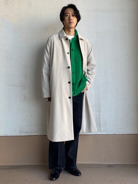 「春ニット」｜「アイテム（ステンカラーコート）」を使った、taiseiさん（メンズ・174cm）の春コーディネート