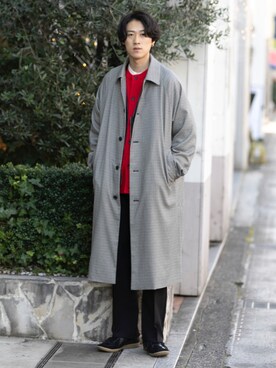 「チェック柄に恋してる」｜「アイテム（スラックス）」を使った、taiseiさん（メンズ・174cm）の冬コーディネート