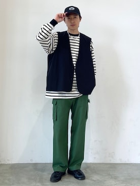 「SENSE OF PLACE by URBAN RESEARCH（センスオブプレイスバイアーバンリサーチ）のベーシックロゴシシュウキャップ（キャップ）」を使った、taiseiさん（メンズ・174cm）の春コーディネート